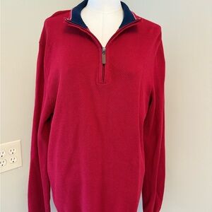 Club Room Red and Navy Zip-Up Sweater